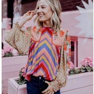 Anthropologie eclectic peasant blouse XS
